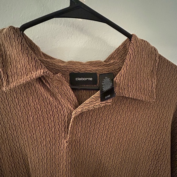 Vintage Patterned Long Sleeve Polo Shirt - Picture 3 of 4